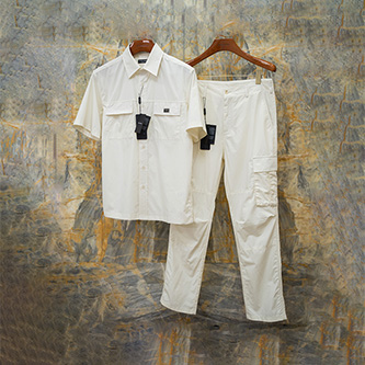 dolce gabbana cotton utility short-sleeve shirt and trousers